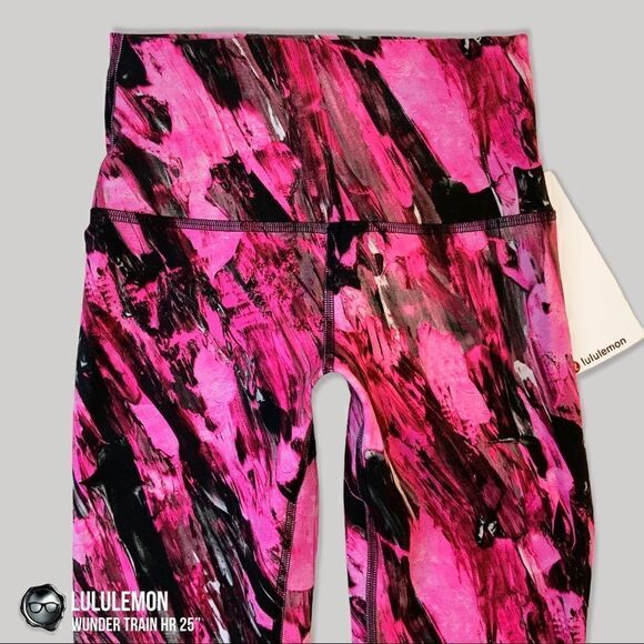 LULULEMON WUNDER TRAIN HIGH-RISE 25” INCENTIVE REFRESH SONIC PINK SIZE 2 LEGGING - Picture 1 of 15